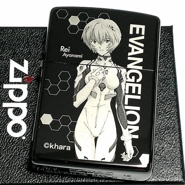 ZIPPO エヴァンゲリオン ジッポ ライター 綾波レイ 限定 シリアル入り ブラックチタンコート 新劇場版 かっこいい 黒 レーザー彫刻 アニメ
