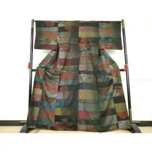 平和屋着物●小千谷紬 百柄 正絹 逸品 AABK8642cs