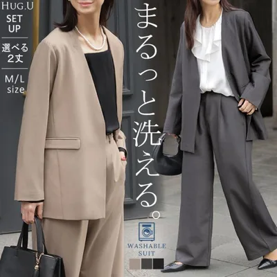 フォーマル 2点セット パンツ ジャケット レディース パンツスーツ スーツ セットアップ ノーカラー 入学式 卒業式 お宮参り セレモニースーツ レディーススーツ