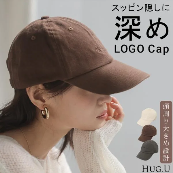 キャップ 小顔 深め 綿100 柔らかい レディース 帽子 ぼうし ベースボールキャップ ロゴ ワンポイント サイズ調節 アジャスター コットン100 ツイル
