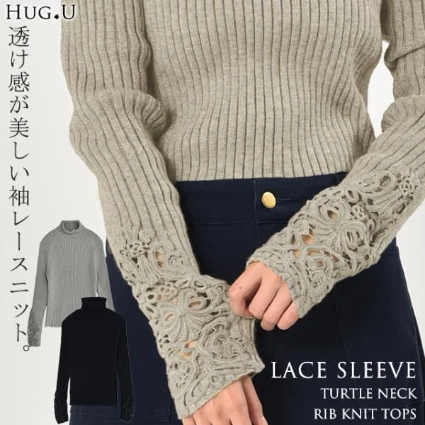 ニット レディース タートルネック トップス リブニット セーター ハイネック