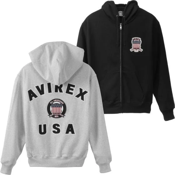 アビレックス ジップアップパーカー Avirex 7836931001 Signature Varsity Logo Zip Parka シグナチャー バーシティ ロゴ メンズ アヴィレックス Avirex