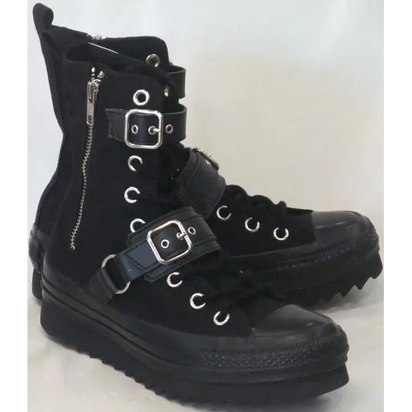 CONVERSE ALL STAR SHARKSOLE ST Z SHIN-HI ブラック/ブラック レディース コンバース シャークソール パンク風 2本ベルト ファスナー付 ハイカット スニーカー