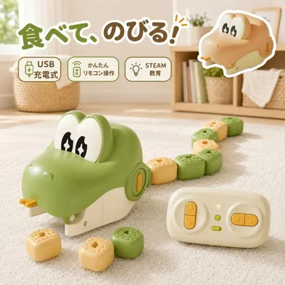ラジコン 食べるヘビおもちゃ 知育玩具 リモコン操作 ブロック収集ゲーム USB充電式 親子で遊べる 室内遊び 子供 男の子 女の子 誕生日 クリスマス プレゼント