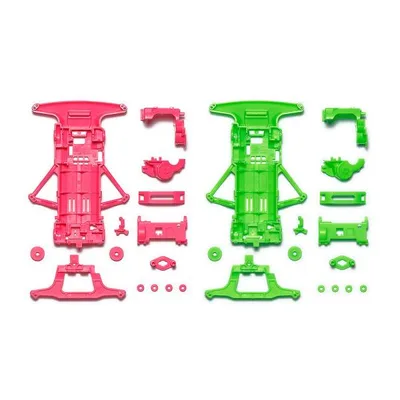 タミヤ ミニ四駆特別企画(パーツ) スーパーFM蛍光カラーシャーシセット(ピンク・グリーン) 95711 爆買