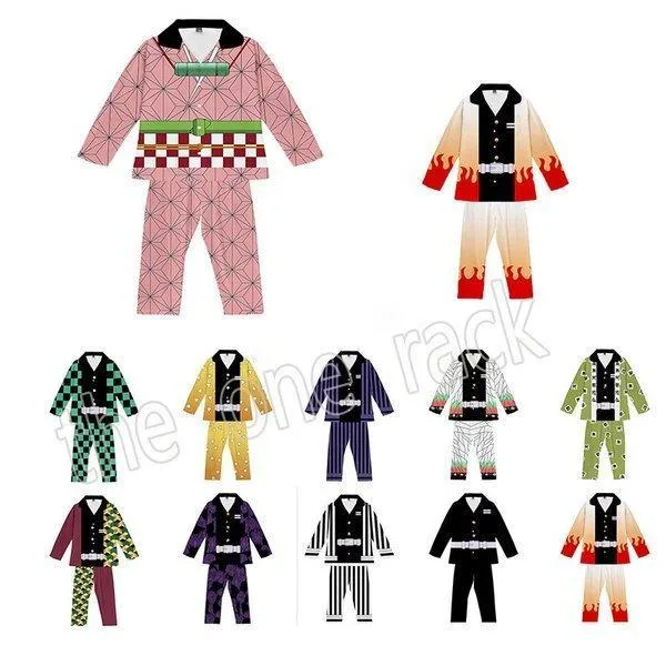 鬼滅の刃 パジャマ 上下セット パンツ グッズ 子供用 成人用 男女兼用 竈門炭治郎 我妻善逸 胡蝶しのぶ 冨岡義勇 竈門禰豆子 煉獄杏寿郎 服 スウェット