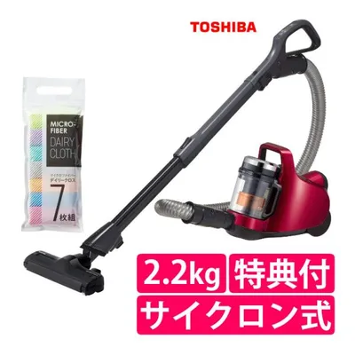 東芝 掃除機 サイクロン式クリーナー トルネオ ミニ キャニスター VC-C7 グランレッド デイリークロスセット(ラッピング不可)