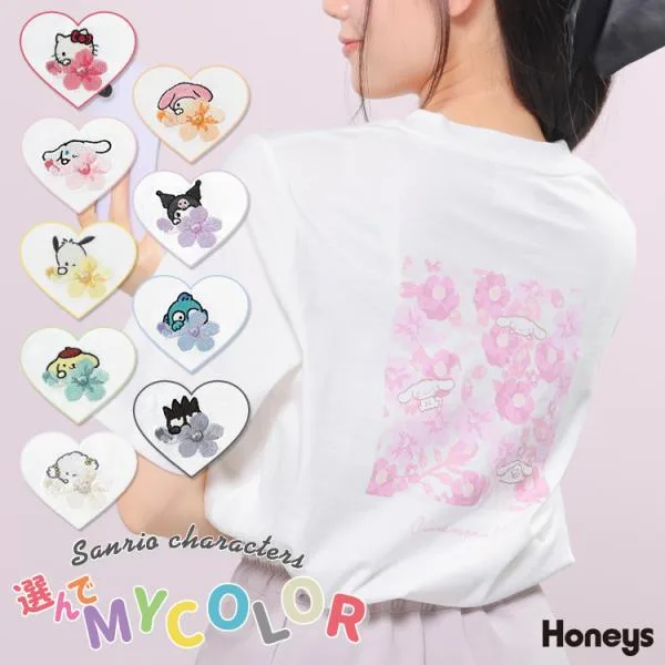 トップス Tシャツ 半袖Tシャツ カットソー 半袖 大きいサイズ サンリオキャラクターズ レディース SALE Honeys ハニーズ サンリオキャラクターズ/Tシャツ