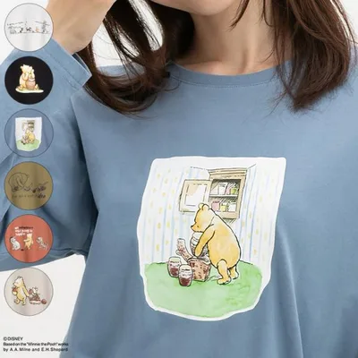 トップス Tシャツ ロンT 長袖Tシャツ カットソー 長袖 Disney ディズニー キャラクター プリント レディース Honeys ハニーズ プーさん/長袖Tシャツ