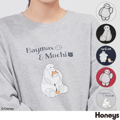 トップス スウェット 長袖 ゆるトップス ディズニー ベイマックス キャラクター 再生ポリエステル 裏毛 レディース Honeys ハニーズ ベイマックス/トップス