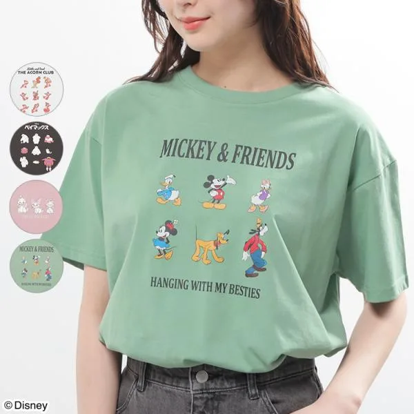 トップス 半袖Tシャツ カットソー ミッキー キャラクター プリント ゆったり レディース SALE Honeys ハニーズ ディズニー/ゆるTシャツ