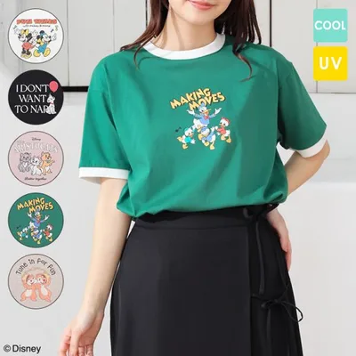 トップス 半袖Tシャツ カットソー ハニさら Disney キャラクター レディース SALE Honeys ハニーズ ディズニー/リンガーT
