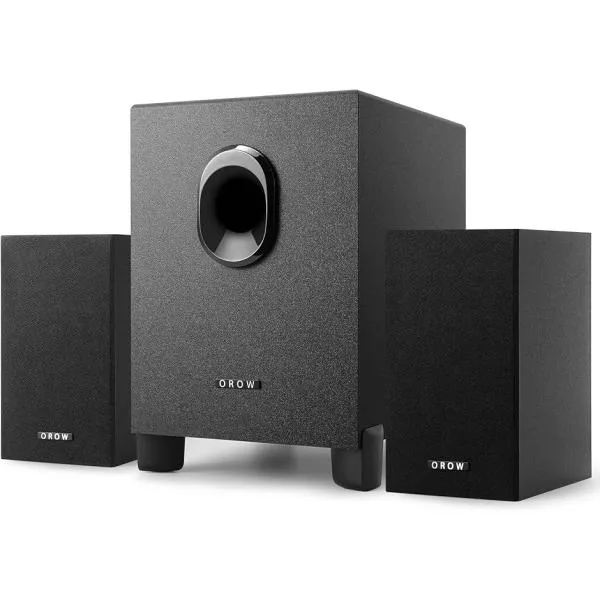 PCスピーカー パソコン用 ステレオ 2.1ch サブウーファー 16W出力 高音質 usb 重低音 木製( ブラック, 2.1ih)