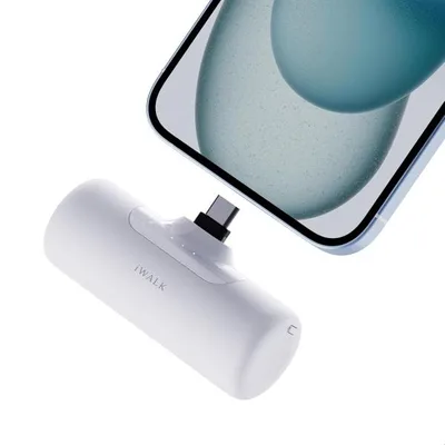 モバイルバッテリー 極小化 USB-C端子一体型 軽量 小型 4500mAh 急速充電 タイプc コードレス (ホワイト, Small)