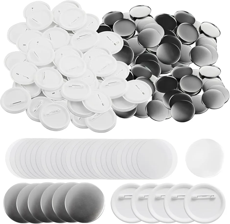 【Yahoo!ランキング1位入賞】缶バッジ ピンバッジ 缶バッチ 素材 パーツ 無地 ブリキ 50個セット (シルバー, 44mm)