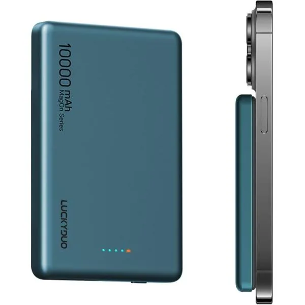 Magon モバイルバッテリー 10000mAh 12MM 軽量薄型 マグネット PD20W USB-c出力 MDM (ダーク・シーグリーン)