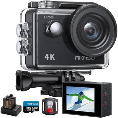 EK7000 アクションカメラ 4K 2000万画素 64GBメモリカード付き WiFi搭載 外部マイク対応 30M防水 HDMI出力 MDM