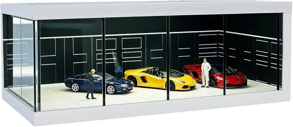 1/64 ジオラマ ガレージ ミニカー用 駐車展示場 ホットウィール トミカ マッチボックス 対応 モデルカー (ブラック)