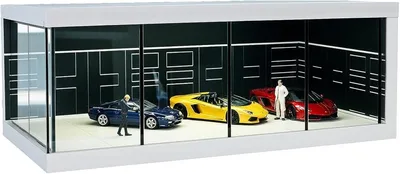 1/64 ジオラマ ガレージ ミニカー用 駐車展示場 ホットウィール トミカ マッチボックス 対応 モデルカー (ブラック)