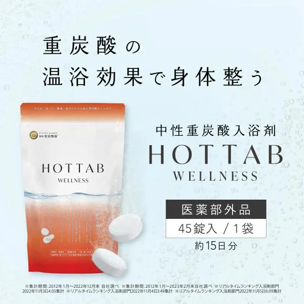 正規品 薬用 元祖 重炭酸 入浴剤 ホットタブ HOTTAB ウェルネス 45錠 神経痛 リウマチ 疲労回復 冷え症 血行促進 日本製 無香料