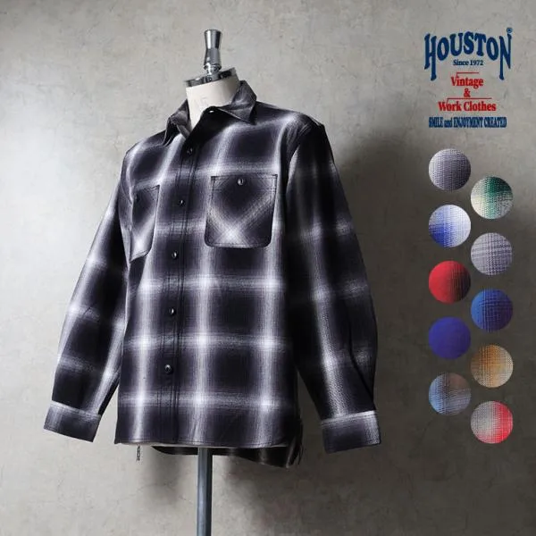 HOUSTON / ヒューストン 41252 OMBRE CHECK VIYELLA SHIRT / オンブレーチェックビエラシャツ -全10色-