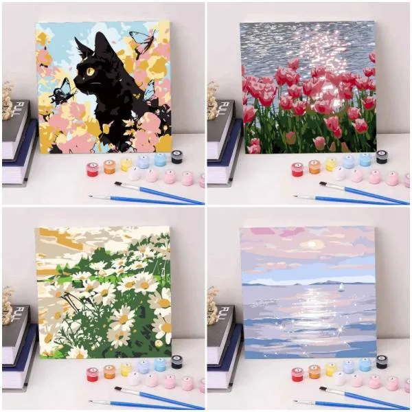 大人の塗り絵 ぬりえ 数字塗り絵 アクリル絵の具 カラーリングブック 花 風景 イラスト 大人 趣味 DIY 960203