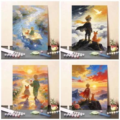 大人の塗り絵 星の王子様 数字塗り絵 ぬりえ アクリル絵の具 カラーリングブック 動物 星 イラスト 大人 趣味 DIY 960804