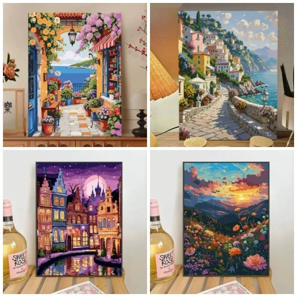 大人の塗り絵 数字塗り絵 ぬりえ アクリル絵の具 カラーリングブック ねこ 花 イラスト 大人 趣味 DIY 970708