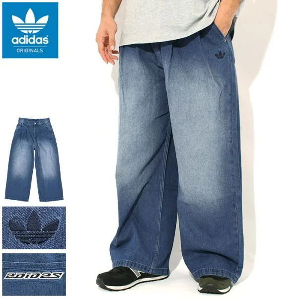 アディダス パンツ adidas メンズ ミッド ライズ ワイド レッグ デニム オリジナルス ( Mid Rise Wide Leg Denim Pant Originals デニムパンツ KQ8864 )