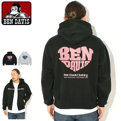 ベンデイビス パーカー ジップアップ BEN DAVIS メンズ ハート シェニール フル ジップ フーディ ( 1050-26780058 Heart Chenille Zip Hoodie 保温 裏起毛 )
