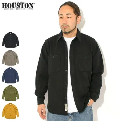 ヒューストン ビエラ シャツ 長袖 HOUSTON メンズ ビンテージ ソリッド ( Vintage Solid Viyella L/S Shirt カジュアルシャツ トップス アメカジ 41254VW )