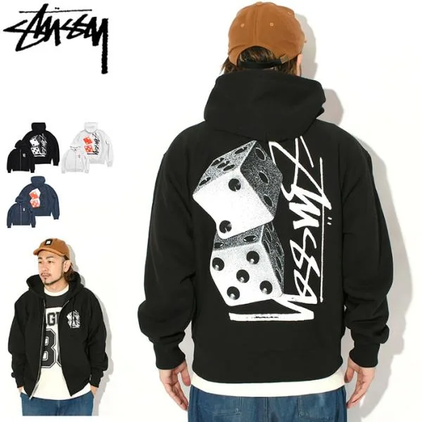 ステューシー パーカー ジップアップ STUSSY メンズ Tall Dice ( full zip hooded sweat 保温 裏起毛 トップス 男性用 1975187 USAモデル 正規 )