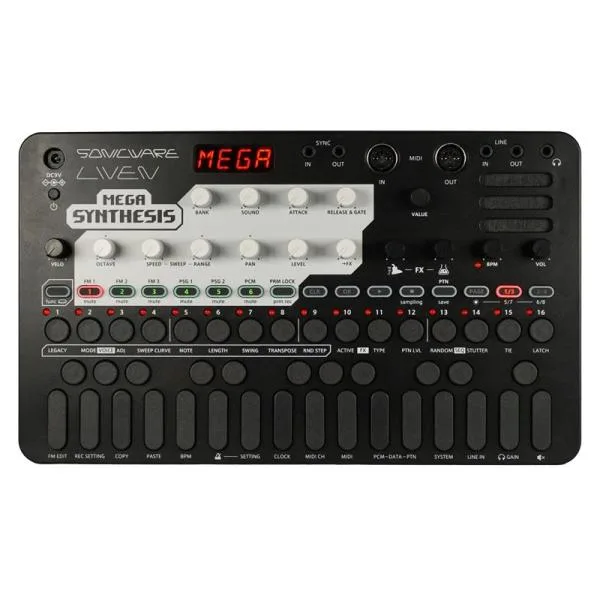 SONICWARE (大幅値上げ前最終入荷)LIVEN MEGA SYNTHESIS (電源アダプター無し) ソニックウェア レトロ・ゲームミュージック・コンポーザー