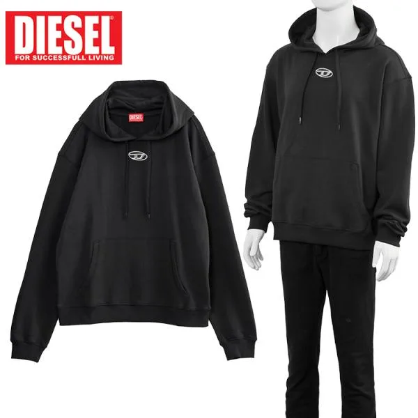 ディーゼル DIESEL パーカー スウェット オーバルD S-NORM-HOOD-IOD A20447-0BKBW メンズ ブラック