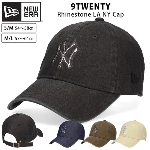ニューエラ 9TWENTY ラインストーン NY LA キャップ NEW ERA 920 ドジャース ヤンキース デニム イタリアンウォッシュ サイズ調節可能