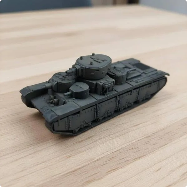 T35重戦車模型 飾りやすいサイズ ソ連多塔戦車模型 精密ディテール 1/144スケールフィギュア 精密再現 ミニチュア リアルな質感 軍用玩具 デスク飾り用
