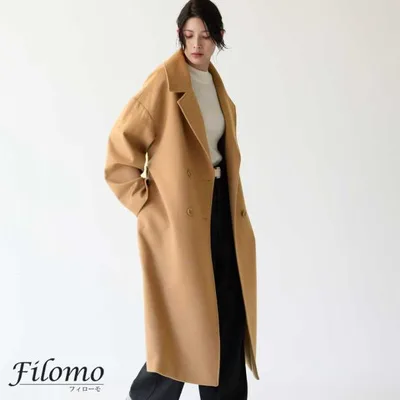 【10%クーポン】チェスター コート 春 レディース チェスターコート ロングコート ロング丈 ブランド Filomo カシミヤ ウール (08000228r)