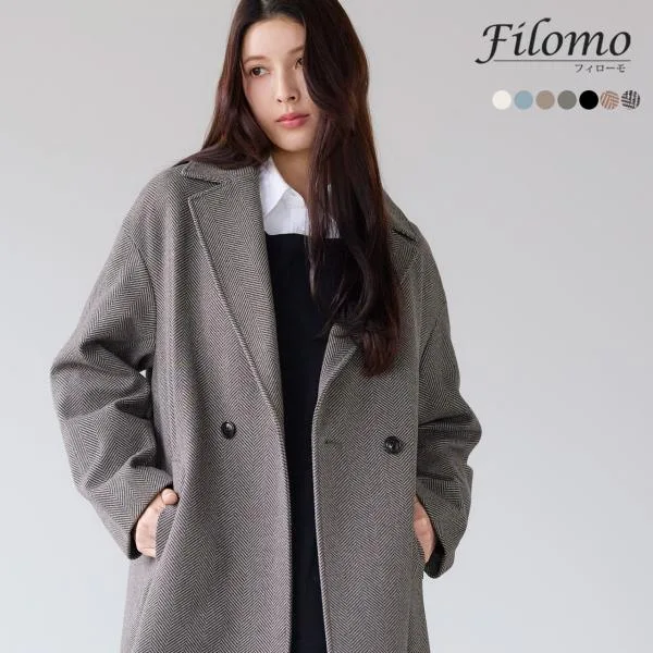 チェスターコート レディース ウールタッチ ブランド Filomo ロング アウター ロングコート 100cm 秋冬 ドロップショルダー ゆったり 大きいサイズ (08000365r)
