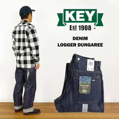キー KEY デニム ロガー ダンガリー パンツ | ペインターパンツ メンズ デニム レギュラーサイズ 30-42インチ L30-L32インチ 446-41 カーペンターパンツ