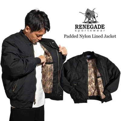 レネゲードスポーツウエア RENEGADE sportswear パデッドナイロンラインド ダービージャケット | ブルゾン ショート丈 ブラック ペイズリー