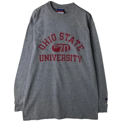 古着 チャンピオン AUTHENTIC ATHLETIC APPAREL OHIO STATE オハイオ州立大学 カレッジ ロングTシャツ ロンT メンズM相当 /eaa458849