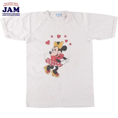 古着 80年代 ディズニー DISNEY MINNIE MOUSE ミニーマウス キャラクタープリントTシャツ USA製 レディースS相当 ヴィンテージ /eaa565952 【SS2606_30