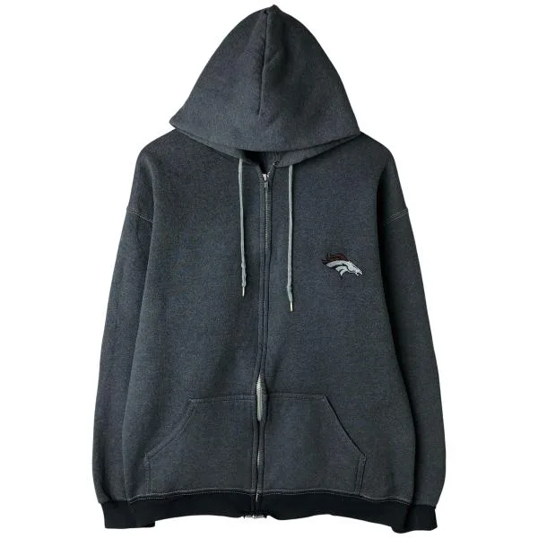 古着 90年代 タルテックス TULTEX MAXIMUM SWEATS NFL デンバーブロンコス スウェットフルジップパーカー USA製 メンズL相当 /eaa608245