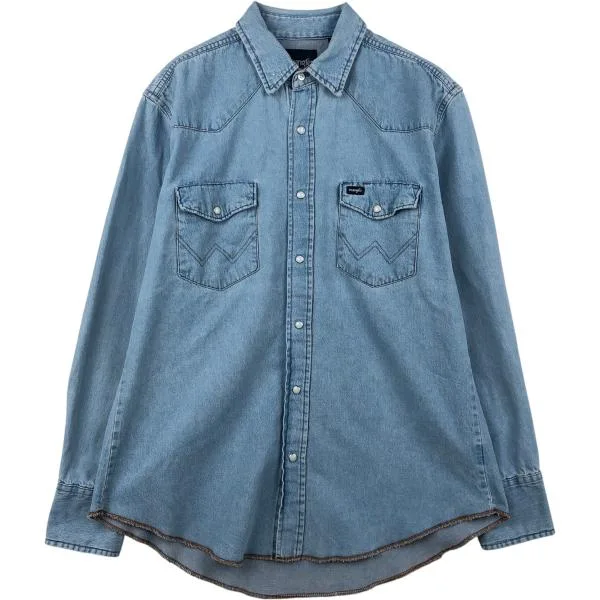 古着 90年代 ラングラー Wrangler 長袖 デニムウエスタンシャツ メンズL相当 ヴィンテージ /eaa647007