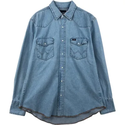 古着 90年代 ラングラー Wrangler 長袖 デニムウエスタンシャツ メンズL相当 ヴィンテージ /eaa647007