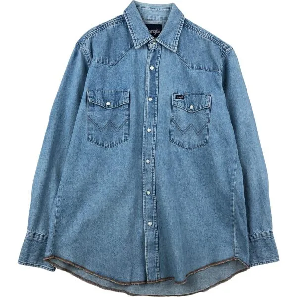 古着 ラングラー Wrangler 長袖 デニムウエスタンシャツ メンズL相当 /eaa647009