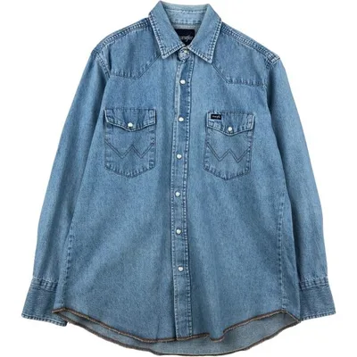 古着 ラングラー Wrangler 長袖 デニムウエスタンシャツ メンズL相当 /eaa647009