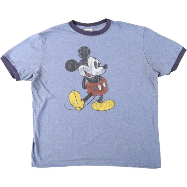 古着 ディズニー DISNEY MICKEY MOUSE ミッキーマウス リンガーT キャラクタープリントTシャツ メンズXL相当 /eaa664460