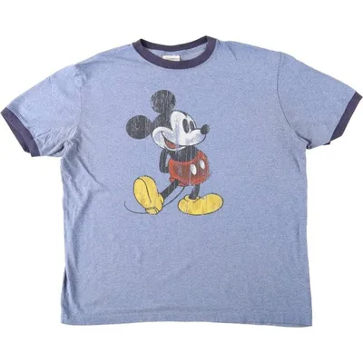 古着 ディズニー DISNEY MICKEY MOUSE ミッキーマウス リンガーT キャラクタープリントTシャツ メンズXL相当 /eaa664460