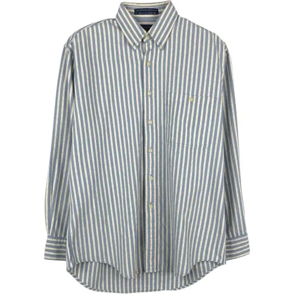 古着 80年代 ラルフローレン CHAPS チャップス 長袖 ボタンダウンストライプシャツ USA製 メンズM相当 ヴィンテージ /eaa666220